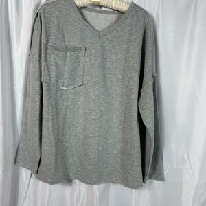 Women’s leisure, light gray, long sleeve, shirt.